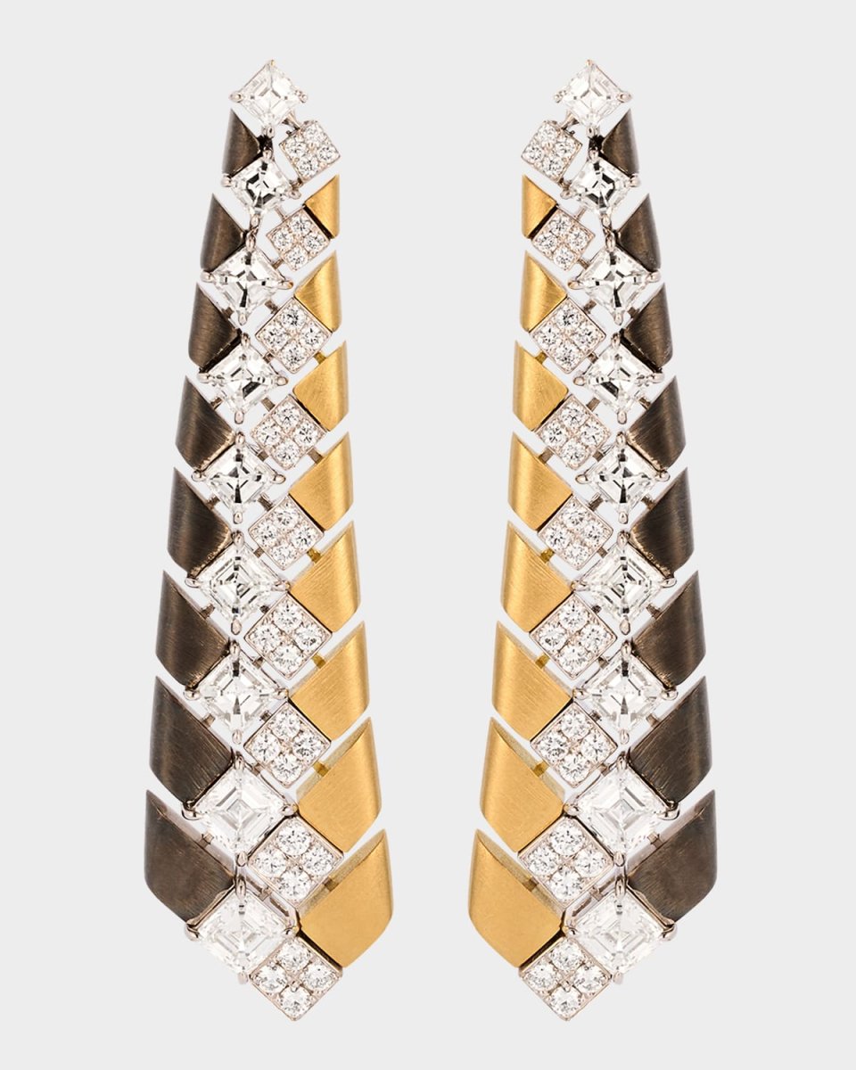 18K Yellow Gold ME Earrings with White Diamonds